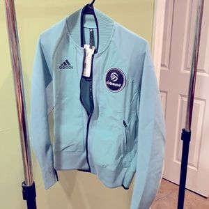 Adidas USA Volleyball Varsity Bomber Jacket Women's Size Medium Vapour Steel.